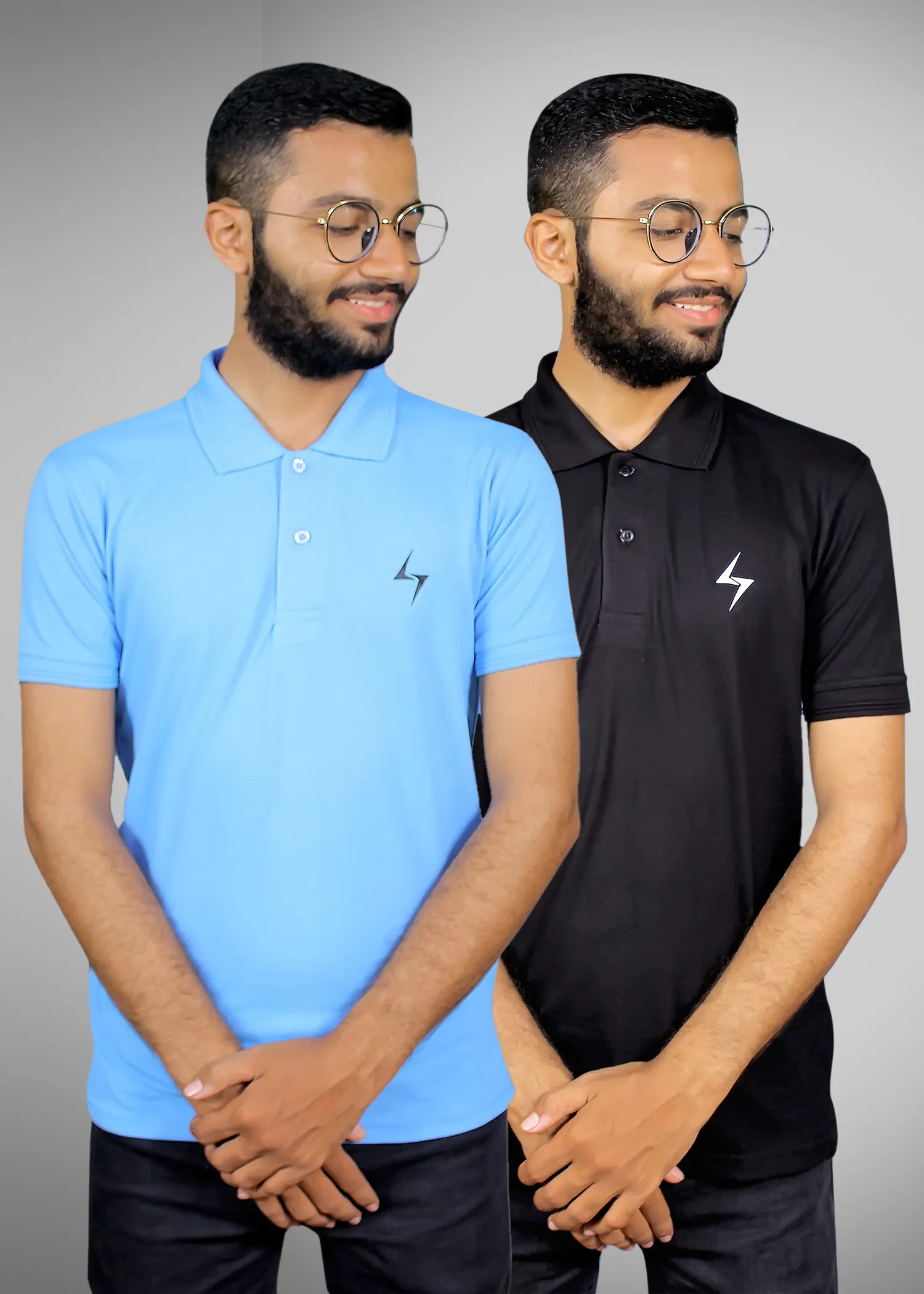 Pack of 2 Levels Light Blue & Black Polo T-shirt