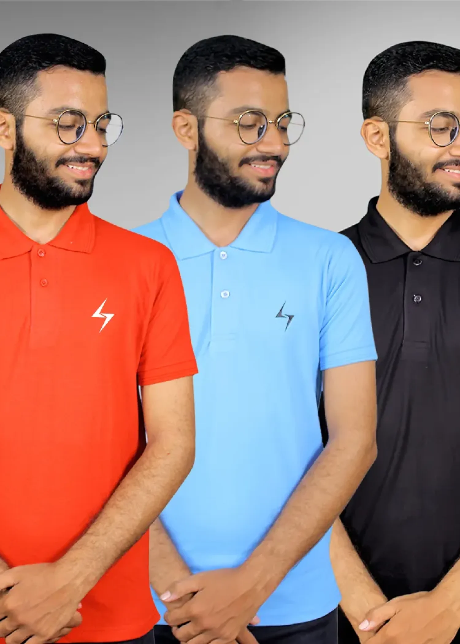 Pack of 3 Levels Classic Red , Light Blue & Balck Polo T-shirts